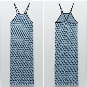 Zara Blue Patterned Midi Sweater Dress size XS- Small